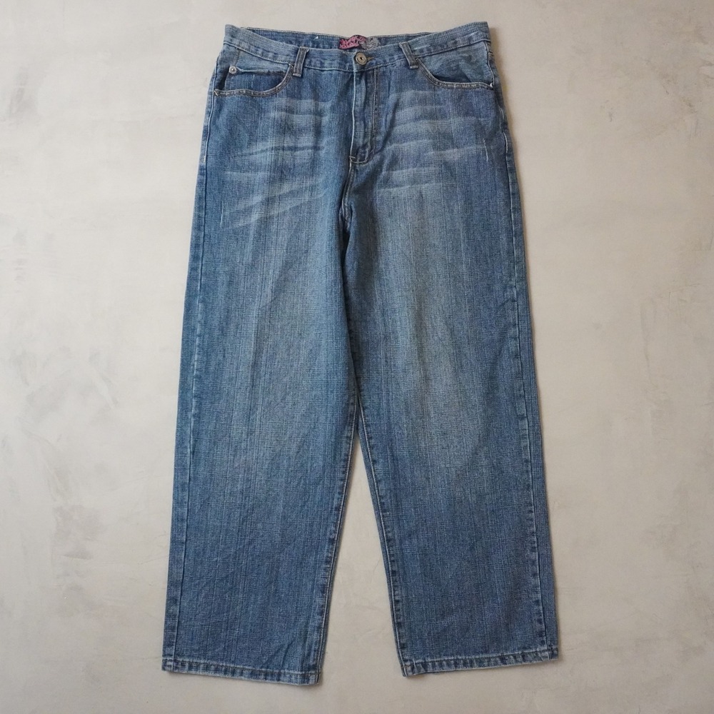 Brooklyn Xpress BX70 Mens Loose Fit Jeans Medium Wash Blue Denim W38 L34